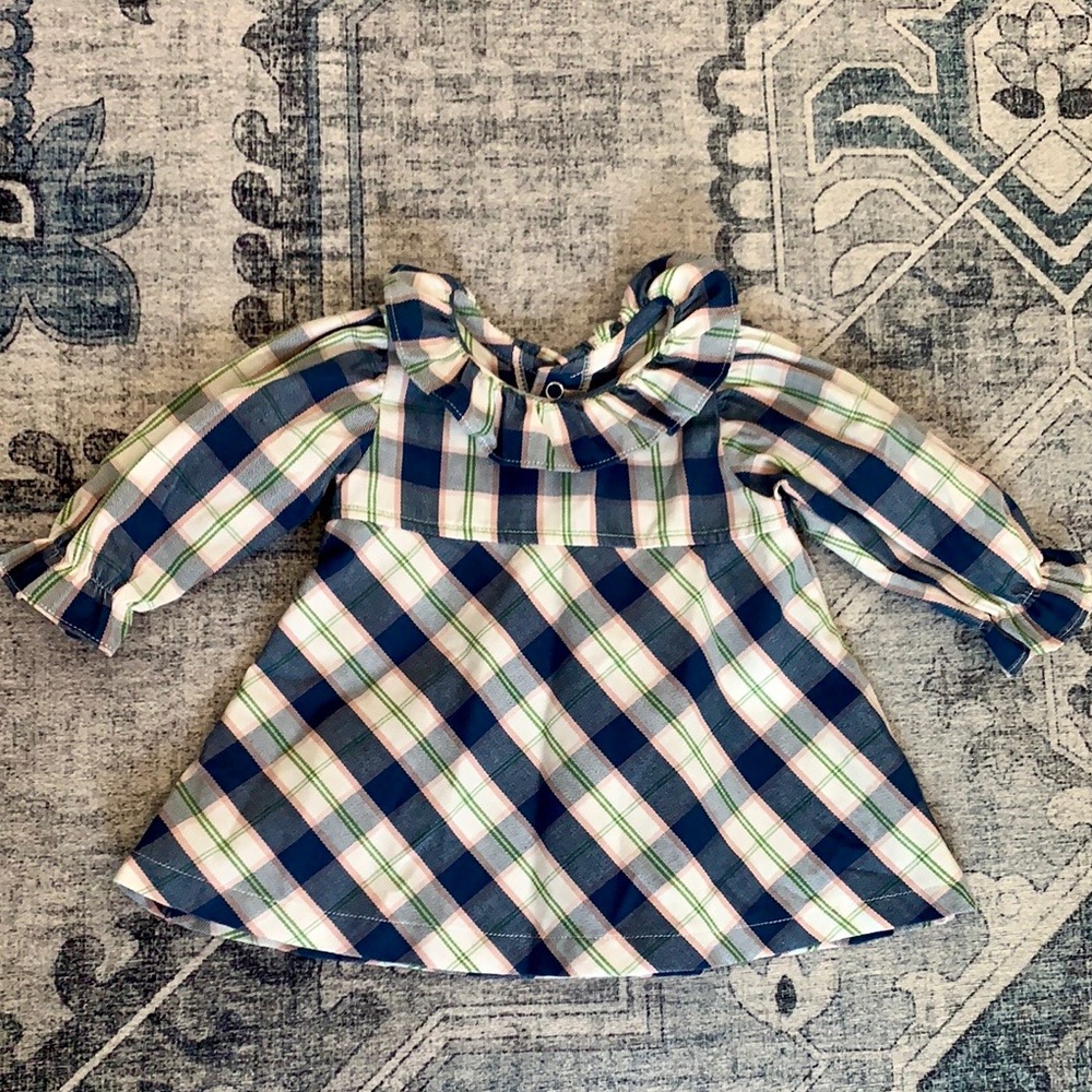 Petit Confection Baby Girl Plaid Ruffle Long Sleeve Dress Size 6 Months NWOT - Picture 2 of 9